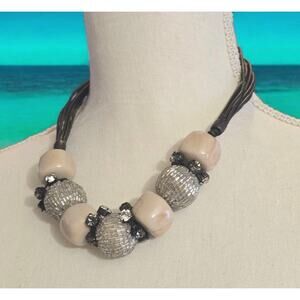 Chico's Beige and Silver Statement Necklace